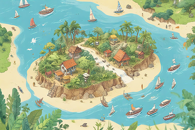 探索神秘岛屿发现未知海岸线图片