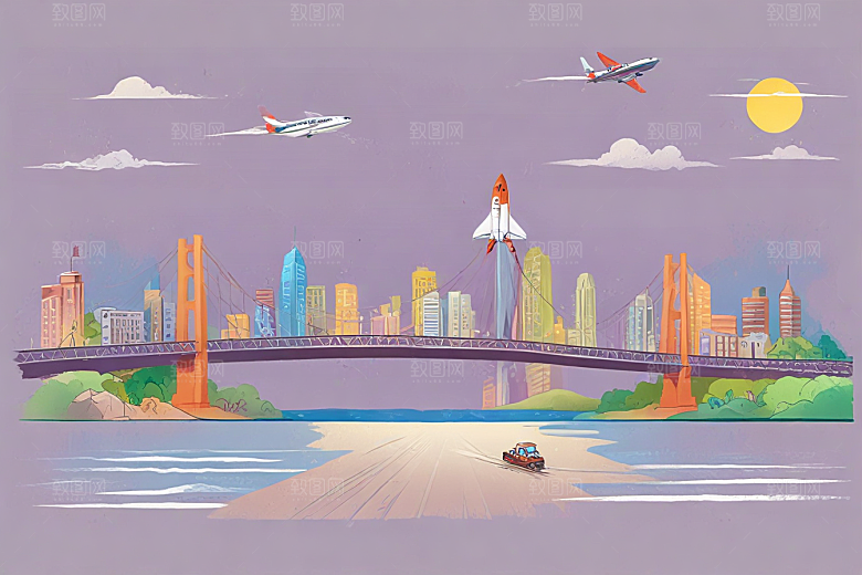 现代城市火箭发射图片