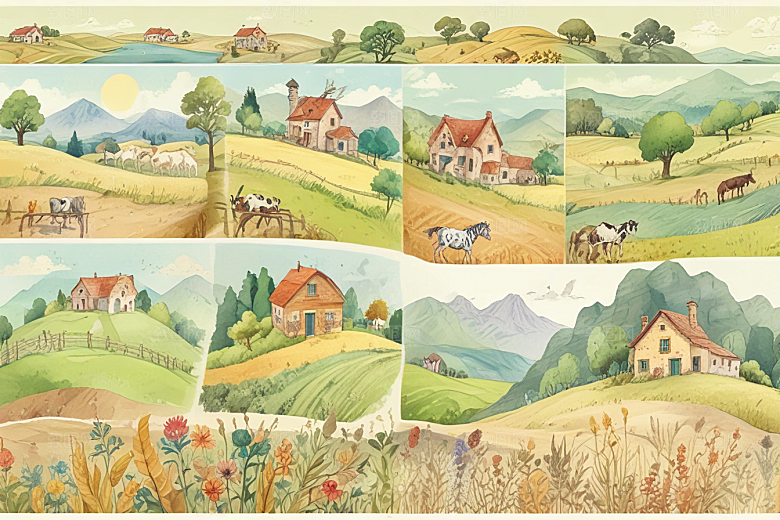 田园风光插画集图片