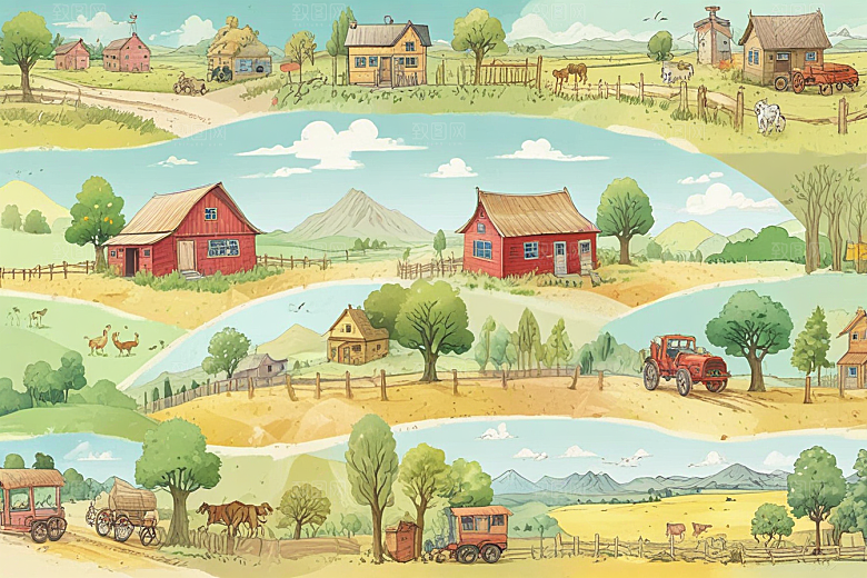 田园风光插画集图片