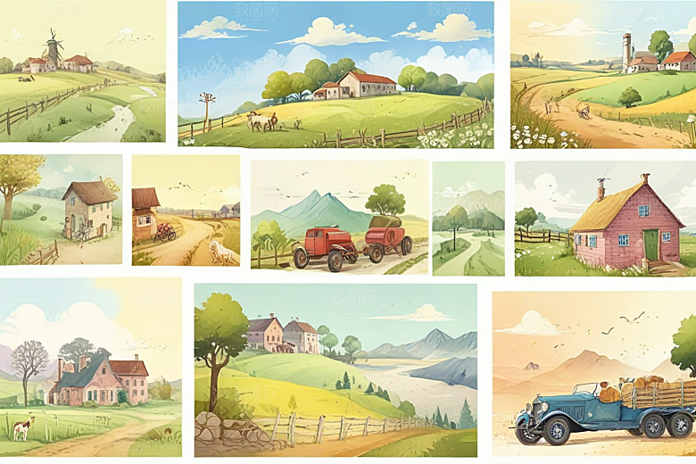 田园风光插画集图片