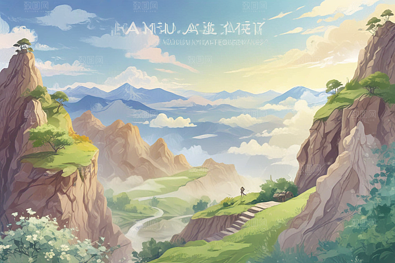 仙境般山川画境图片