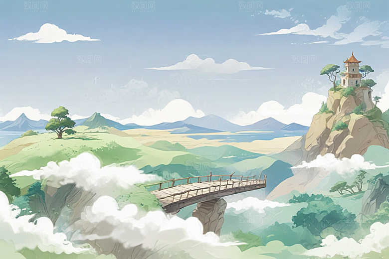 仙境般山川画境图片