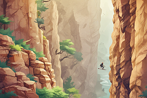 探索未知峡谷插画中的户外冒险图片
