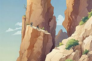 探索未知峡谷插画中的户外冒险图片