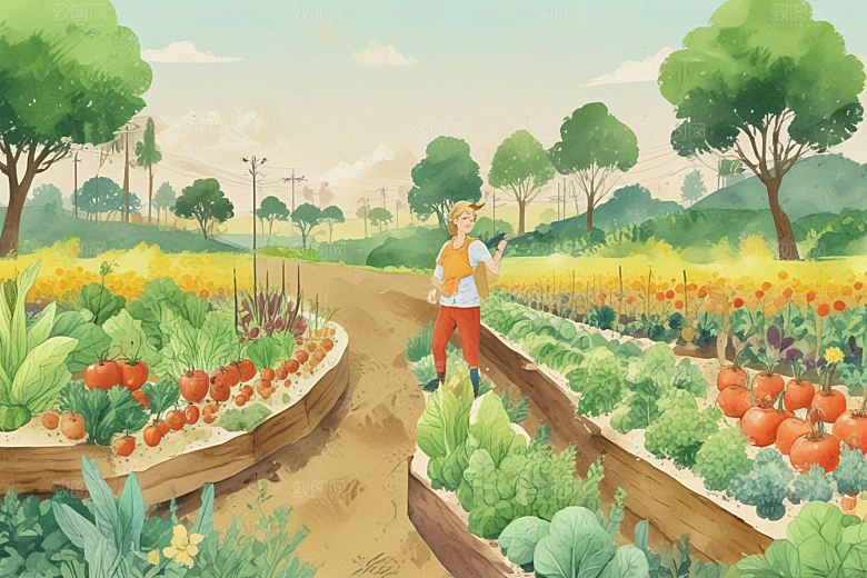 蔬菜花园插图老人在菜地里图片