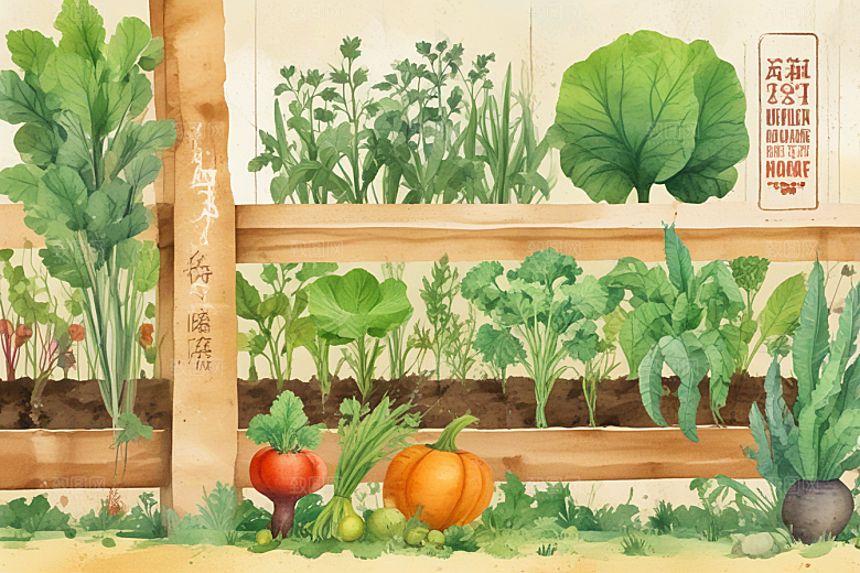 蔬菜花园插图老人在菜地里图片