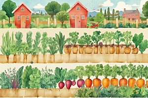蔬菜花园插图老人在菜地里图片