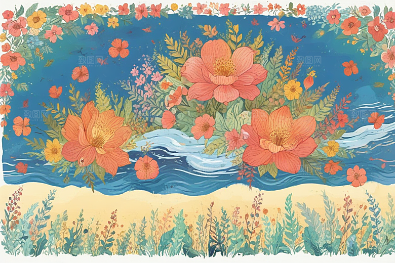 春日幻想插画景象图片
