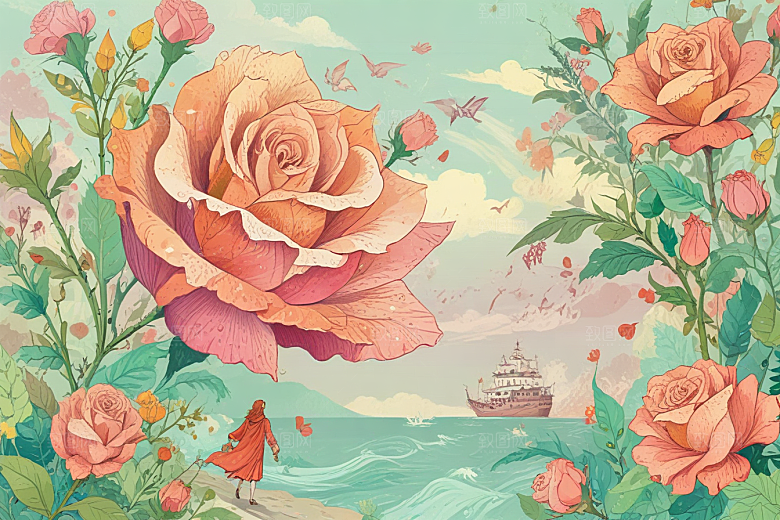 玫瑰花海海上航行图片