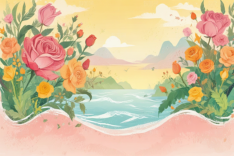 玫瑰花海海上航行图片