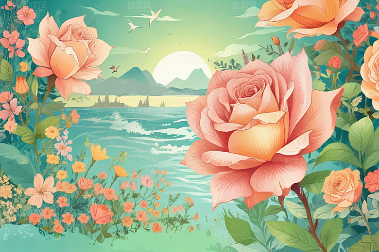 玫瑰花海海上航行图片