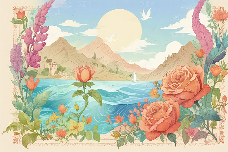 玫瑰花海海上航行图片