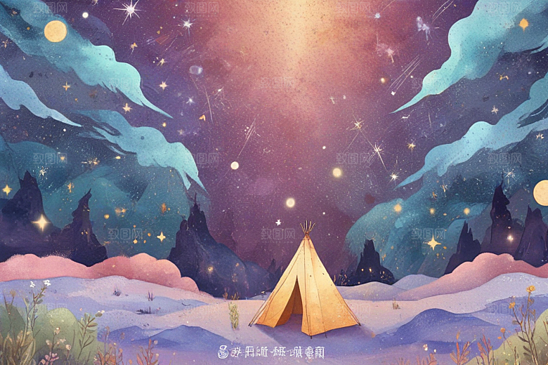 月明星稀小镇静谧图片