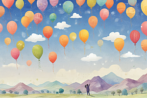 七彩气球飞上天图片