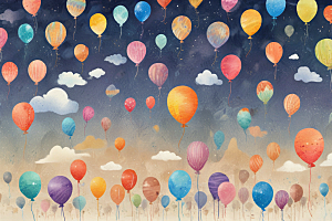 七彩气球飞上天图片