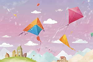 风筝飞满天城市上空色彩盛宴图片