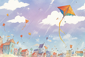 风筝飞满天城市上空色彩盛宴图片