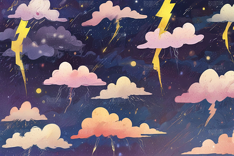 雷雨夜空城市图片