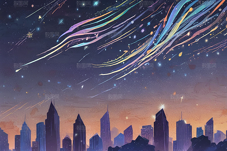 梦幻星空山脉图片