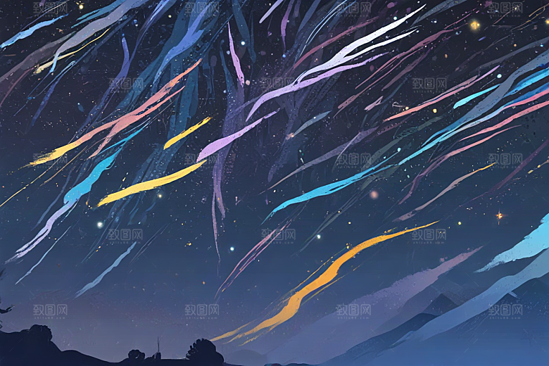 梦幻星空山脉图片
