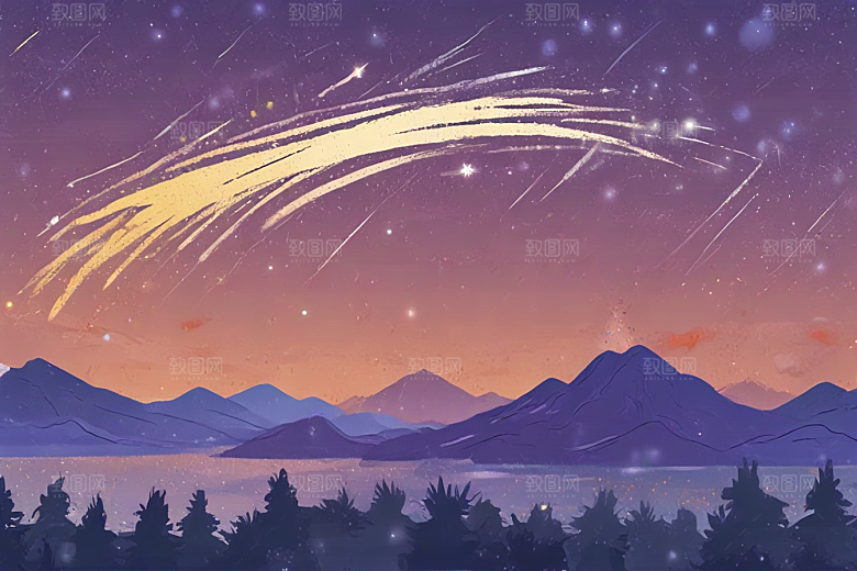 梦幻星空山脉图片