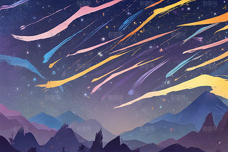梦幻星空山脉图片