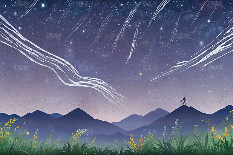 梦幻星空山脉图片
