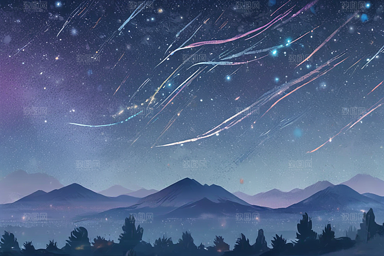 梦幻星空山脉图片