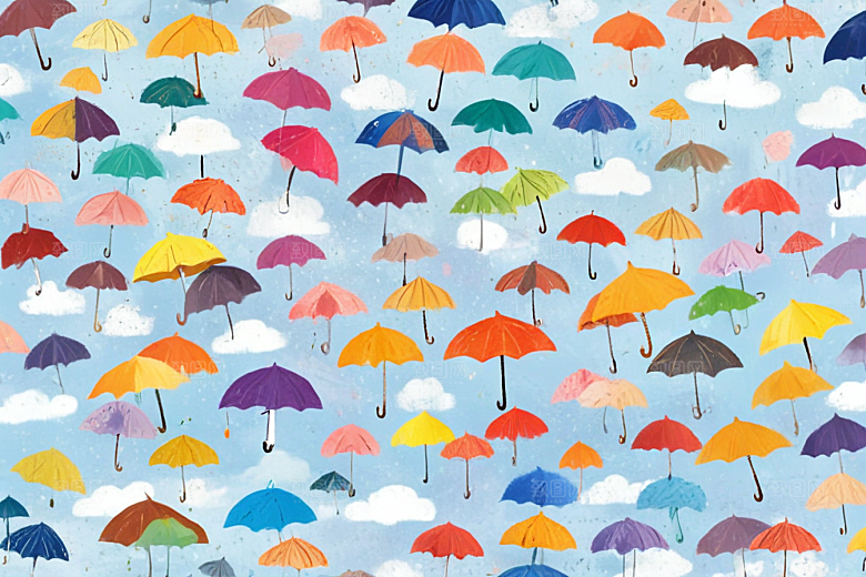 彩色雨伞插画壁纸图片
