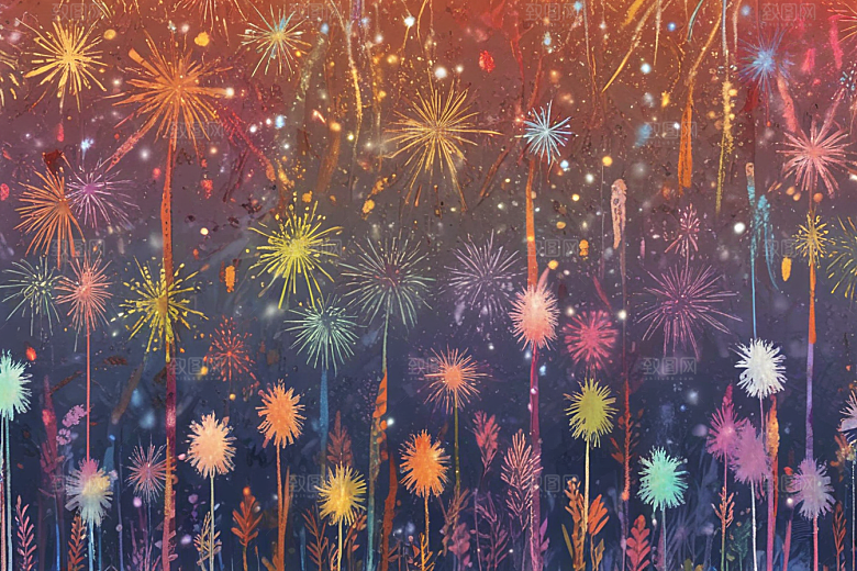 梦幻烟花绽放夜空图片