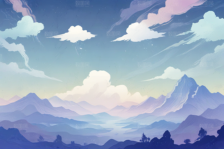 宁静祥和山间景色图片