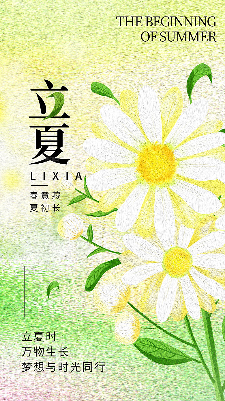 传统节气立夏高端插画模版海报