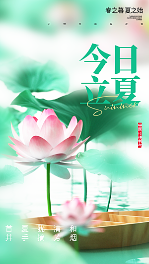 立夏节气简约大气海报