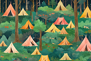 森林彩色帐篷图片