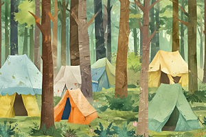 森林彩色帐篷图片