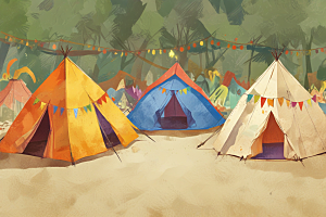 五彩斑斓帐篷营地图片