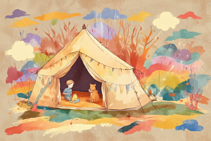 五彩斑斓帐篷营地图片
