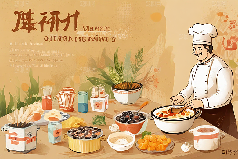 美食插画传统创新融合图片