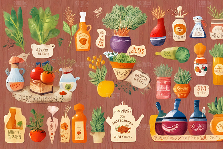 美食插画传统创新融合图片