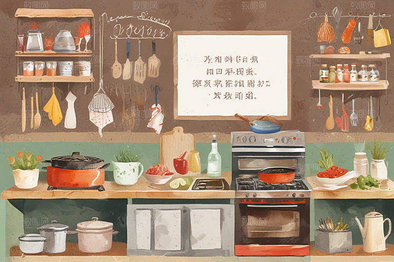 厨房女厨师专注烹饪图片