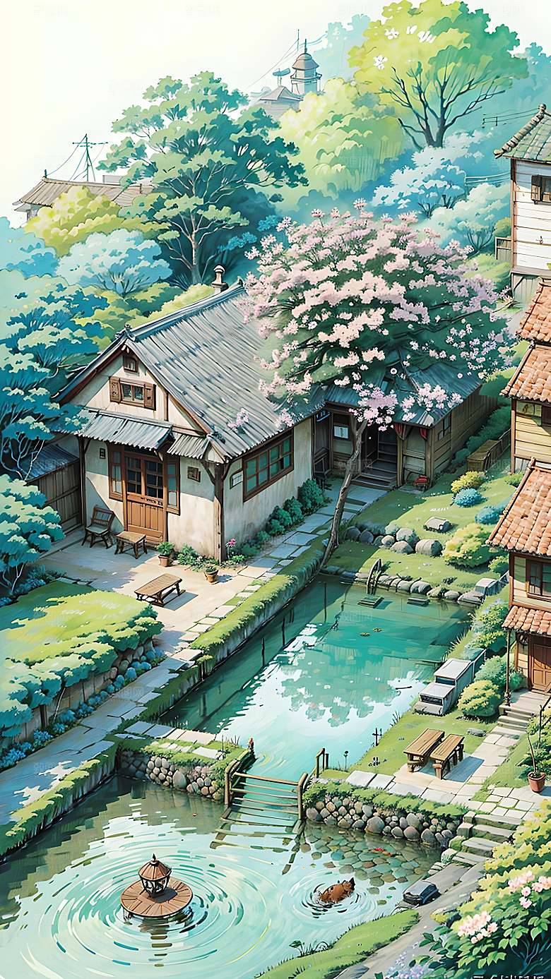 彩色插画自然漫画风元素图片