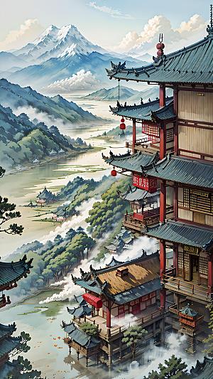 美丽插画自然漫画风元素图片