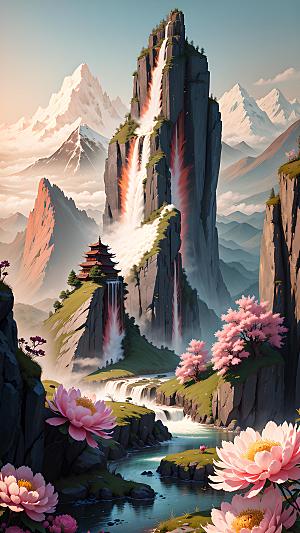 美丽插画自然漫画风元素图片