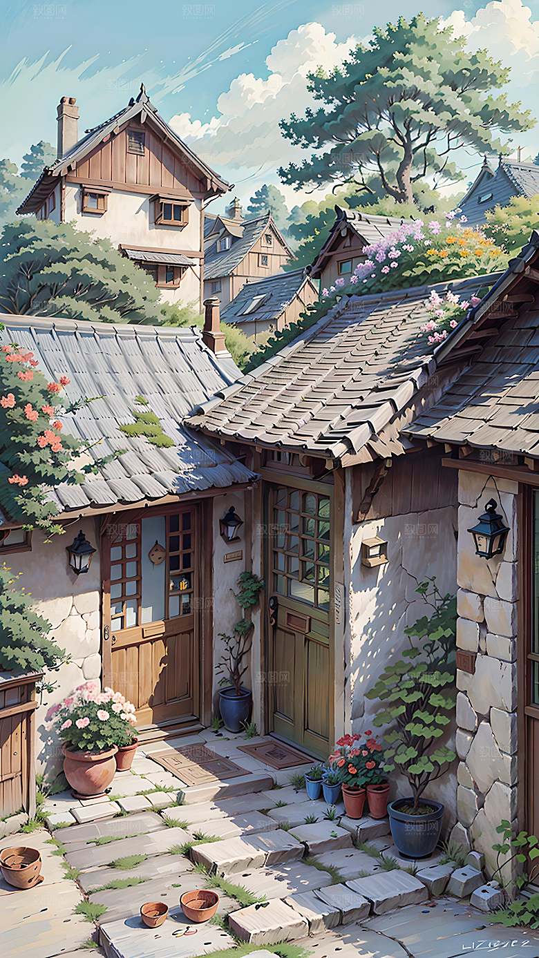 美丽插画自然漫画风元素图片