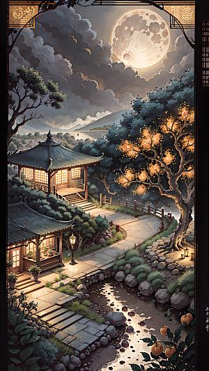 美丽插画自然漫画风元素图片