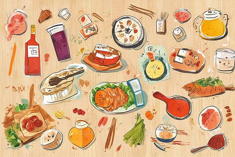 手绘美食插画集图片
