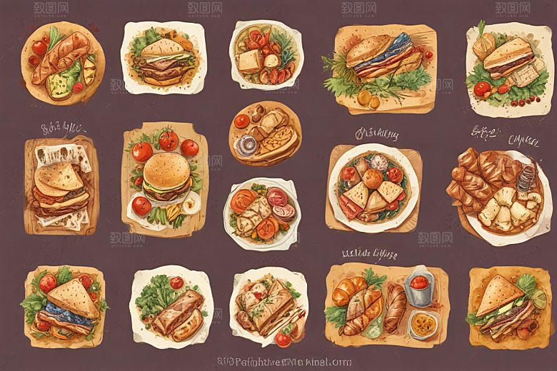 厨房美食插画集图片