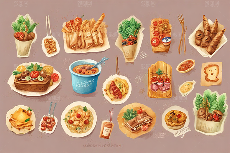 厨房美食插画集图片