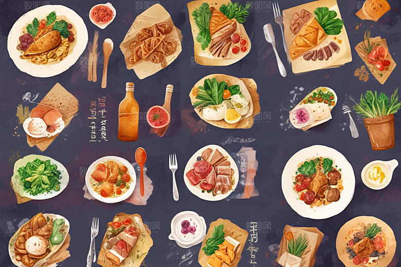 厨房美食插画集图片
